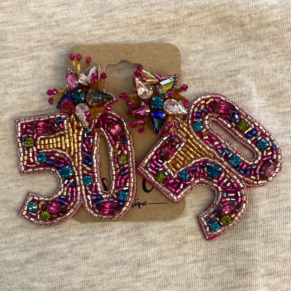 🎉50th Birthday Earings Beaded 50th Milestone Gifts 50th Birthday Accessories